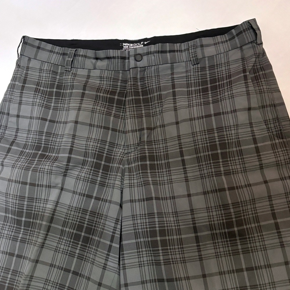 Nike Golf Shorts‎ Mens 36 Grey Plaid Dri-FIT Tour Performance 509182-010